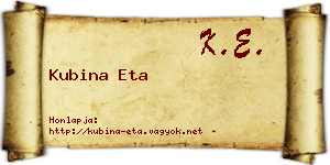 Kubina Eta névjegykártya